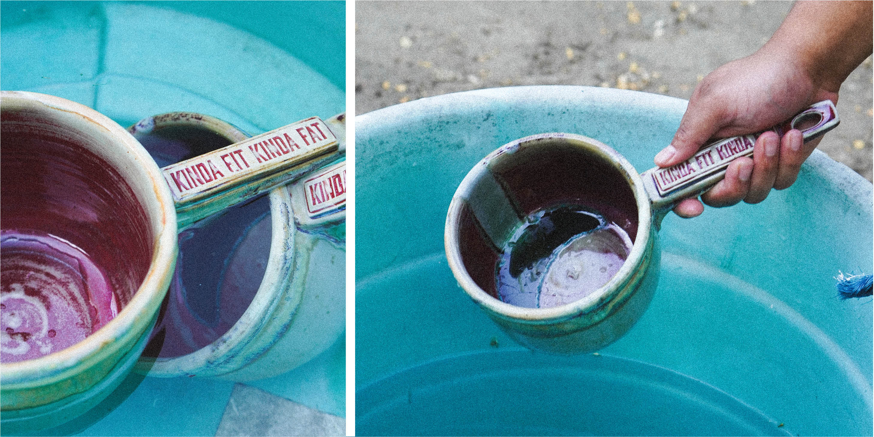 clay ceramic tabo bowl pulling water from tub uniquely made 1-of-1